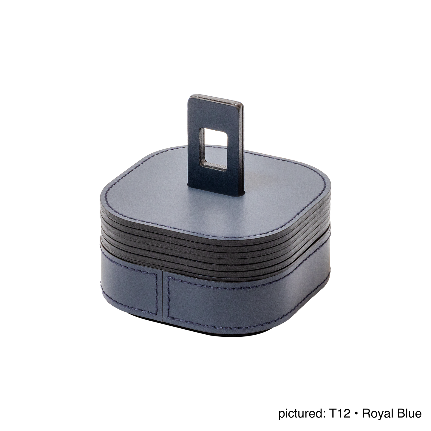 Nautilus Regenerated Leather Coaster Holder, Square Rounded, Monochrome