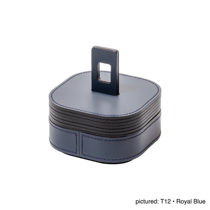 Nautilus Regenerated Leather Coaster Holder, Square Rounded, Monochrome