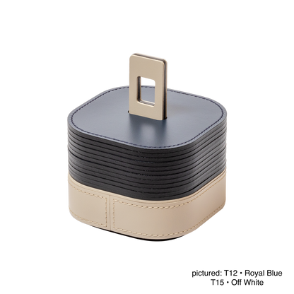 Nautilus Regenerated Leather Coaster Holder, Square Rounded, Bicolor