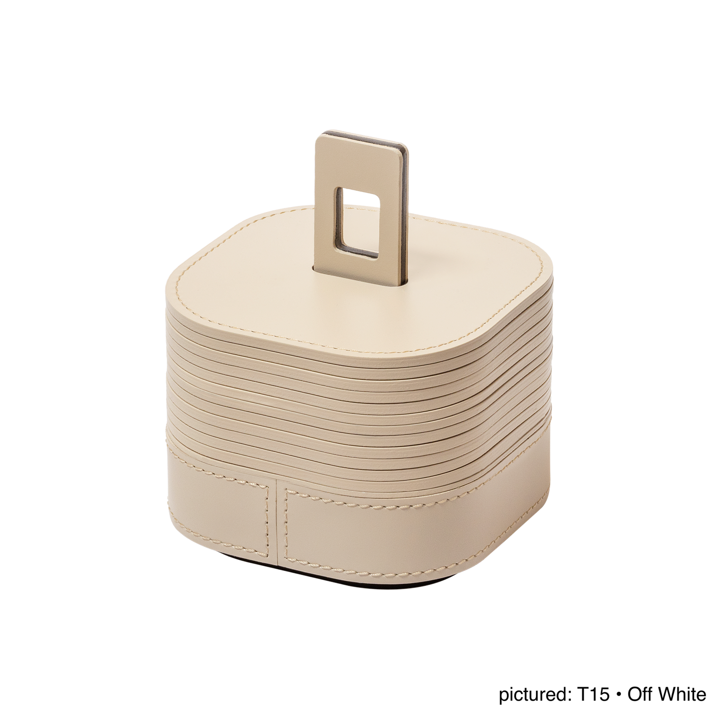 Nautilus Regenerated Leather Coaster Holder, Square Rounded, Monochrome