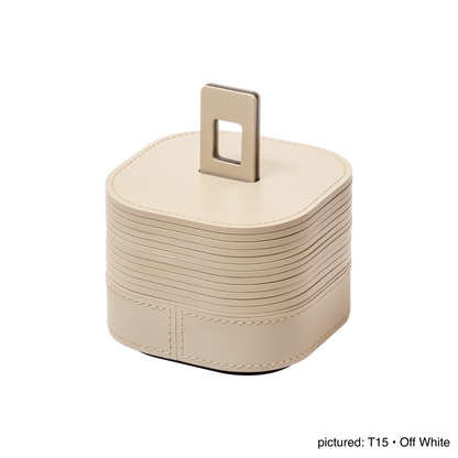 Nautilus Regenerated Leather Coaster Holder, Square Rounded, Monochrome