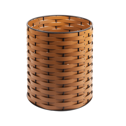 Rudi Nassa | Basket: Regenerated leather with woven structure, dark-stained aluminum frame, and smooth, matte finish, ideal for storing laundry, towels, or magazines, suitable for indoor or outdoor use | Storage / Storage Baskets & Boxes | 2Jour Concierge, your luxury lifestyle shop