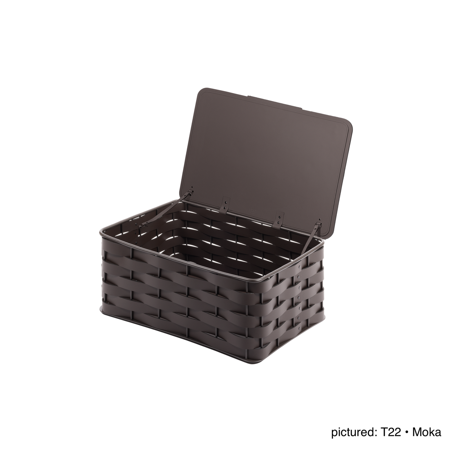Rudi Nassa | Storage Basket: Regenerated leather woven over aluminium frame in an open rectangular format, designed for organized storage with a clear architectural presence | Storage / Storage Baskets & Boxes | 2Jour Concierge, your luxury lifestyle shop