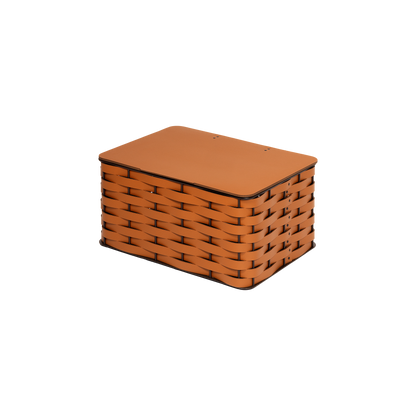 Rudi Nassa | Storage Basket: Regenerated leather woven over aluminium frame in an open rectangular format, designed for organized storage with a clear architectural presence | Storage / Storage Baskets & Boxes | 2Jour Concierge, your luxury lifestyle shop