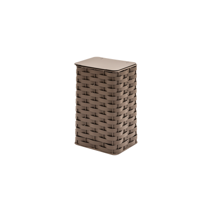 Rudi | Nassa Regular Laundry Basket: Dark-stained aluminum structure with Tecnocuoio® weaving — two sizes with or without lid, rubber feet or wheels | Storage | 2Jour Concierge, your luxury lifestyle shop | luxury laundry basket, Rudi Nassa, Tecnocuoio basket, designer laundry hamper, indoor outdoor basket