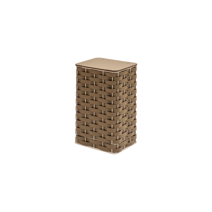 Rudi | Nassa Regular Laundry Basket: Dark-stained aluminum structure with Tecnocuoio® weaving — two sizes with or without lid, rubber feet or wheels | Storage | 2Jour Concierge, your luxury lifestyle shop | luxury laundry basket, Rudi Nassa, Tecnocuoio basket, designer laundry hamper, indoor outdoor basket