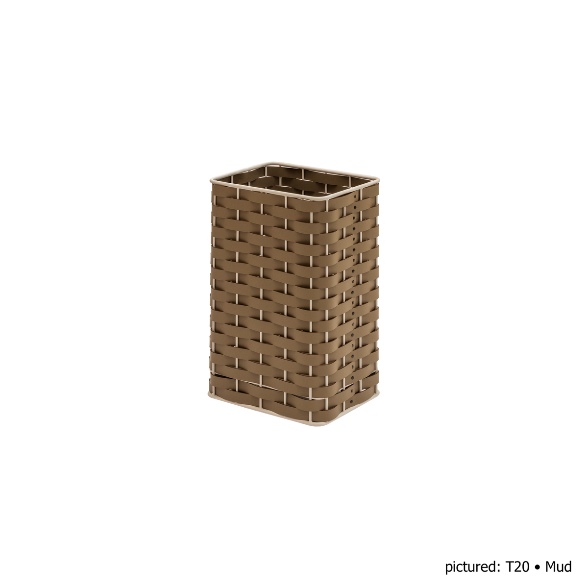 Rudi | Nassa Regular Laundry Basket: Dark-stained aluminum structure with Tecnocuoio® weaving — two sizes with or without lid, rubber feet or wheels | Storage | 2Jour Concierge, your luxury lifestyle shop | luxury laundry basket, Rudi Nassa, Tecnocuoio basket, designer laundry hamper, indoor outdoor basket