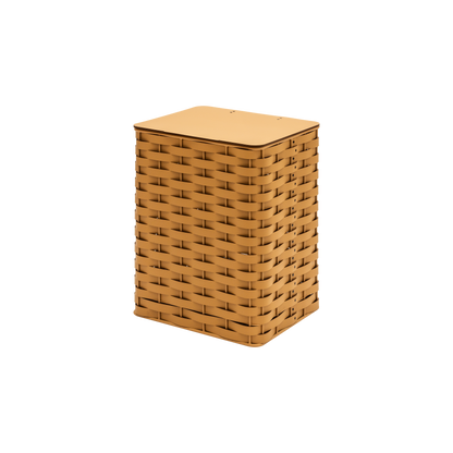Rudi | Nassa Regular Laundry Basket: Dark-stained aluminum structure with Tecnocuoio® weaving — two sizes with or without lid, rubber feet or wheels | Storage | 2Jour Concierge, your luxury lifestyle shop | luxury laundry basket, Rudi Nassa, Tecnocuoio basket, designer laundry hamper, indoor outdoor basket