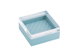 Febe Quilted Diamonds Leather-Covered Box Square with Acrylic Lid