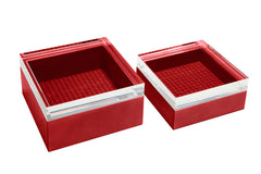Febe Handwoven Leather-Covered Box Square with Acrylic Lid
