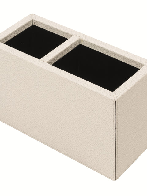 Giobagnara Duebic Leather-Covered Wood Pen Holder | Stylish and Practical Design | Wood Structure Covered in Fine Leather | Ideal for Organizing Your Desk | Explore a Range of Luxury Desk Accessories at 2Jour Concierge, #1 luxury high-end gift & lifestyle shop