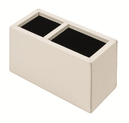 Giobagnara Duebic Leather-Covered Wood Pen Holder | Stylish and Practical Design | Wood Structure Covered in Fine Leather | Ideal for Organizing Your Desk | Explore a Range of Luxury Desk Accessories at 2Jour Concierge, #1 luxury high-end gift & lifestyle shop