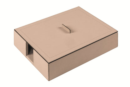 Giobagnara Leopold Leather-Covered Wood A4 Paper Tray With Lid | Luxurious Desk Organization | High-Quality Leather and Wood Construction | Keep Documents Neat and Tidy in Style | Discover Premium Desk Accessories at 2Jour Concierge, #1 luxury high-end gift & lifestyle shop