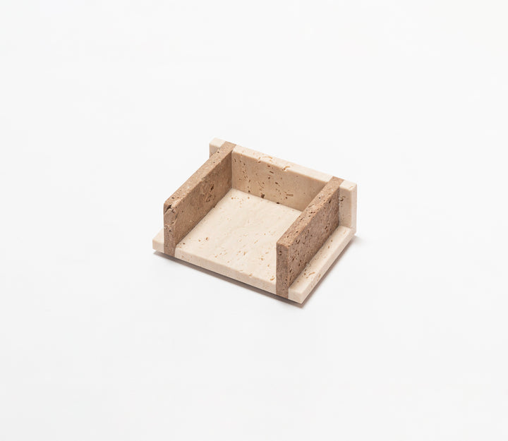 Giobagnara Carré Travertino Marble Post-It Notes Holder | Stylish Desk Accessories, Elegant Note Organization & Gift Items | 2Jour Concierge, #1 luxury high-end gift & lifestyle shop