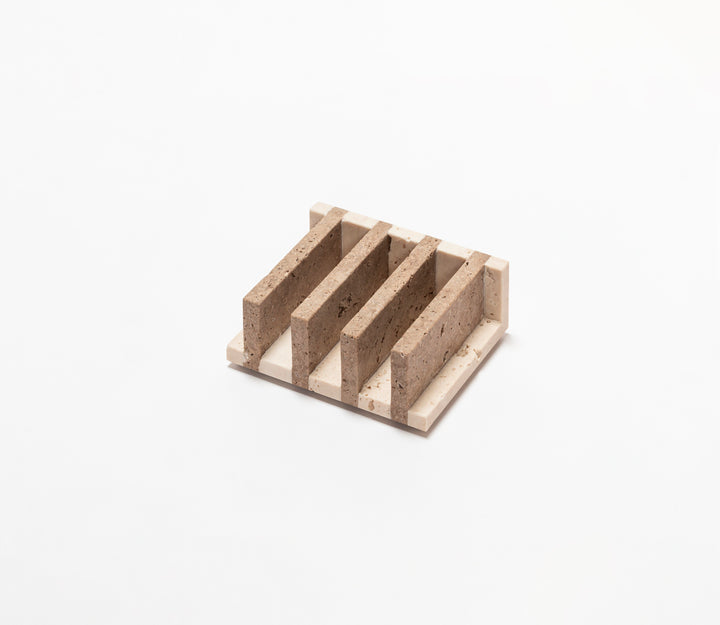 Giobagnara Carré Travertino Marble Business Card Holder | Stylish Desk Accessories, Elegant Card Organization & Gift Items | 2Jour Concierge, #1 luxury high-end gift & lifestyle shop