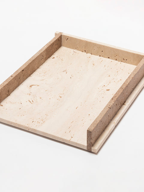 Giobagnara Carré Travertino Marble A4 Paper Tray | Stylish Desk Accessories, Elegant Paper Organization & Gift Items | 2Jour Concierge, #1 luxury high-end gift & lifestyle shop
