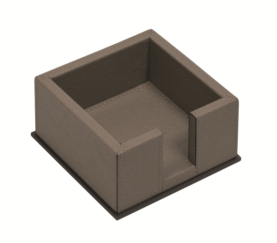 Giobagnara Firenze Leather-Covered Wood Block Notes Holder With Metal Base | Elegant Desk Organization | Premium Leather and Wood Construction | Available in Three Finishes | Part of Firenze Desk Set | Available at 2Jour Concierge, #1 luxury high-end gift & lifestyle shop