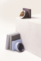 x Stéphane Parmentier Rotunda Brass Cylinder Bookend With Leather-Covered Square