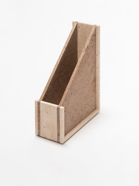 Giobagnara Carré Travertino Marble File Holder | Stylish Desk Accessories, Elegant Document Organization & Gift Items | 2Jour Concierge, #1 luxury high-end gift & lifestyle shop