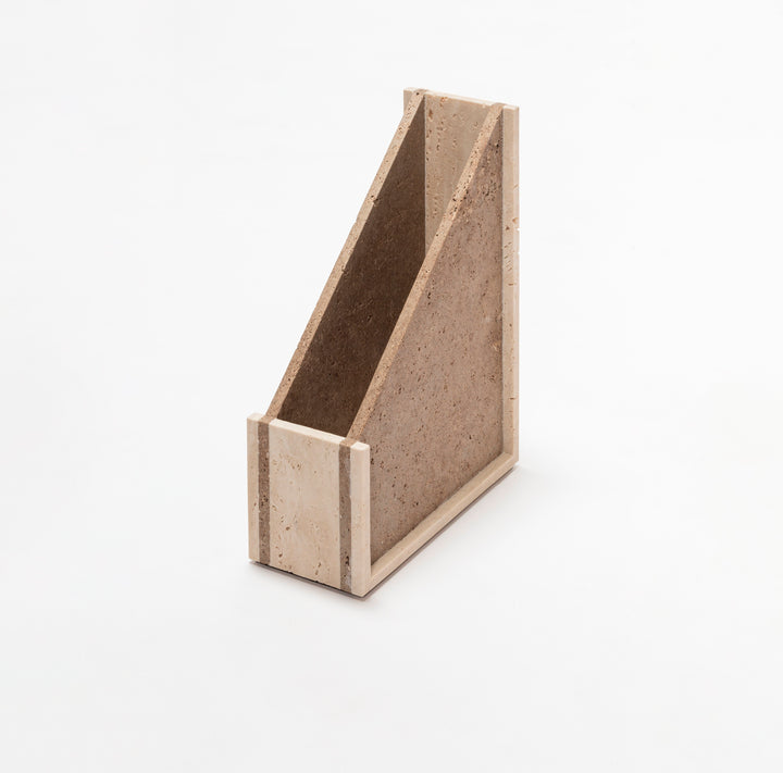 Giobagnara Carré Travertino Marble File Holder | Stylish Desk Accessories, Elegant Document Organization & Gift Items | 2Jour Concierge, #1 luxury high-end gift & lifestyle shop