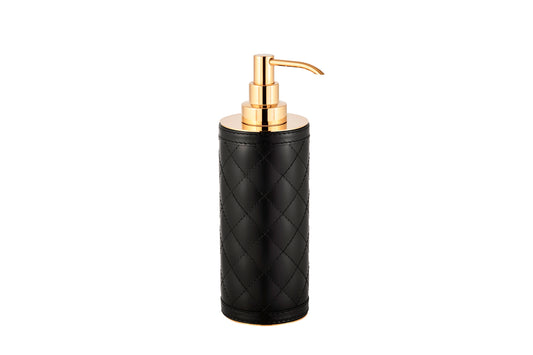 Shop the Alghero Diamonds Leather Tall Soap Dispenser by Riviere. Covered with quilted diamonds padded leather and boasting a chrome or gold metal finish, it adds sophistication to your bathroom decor. Explore similar luxurious bathroom accessories at 2Jour Concierge, your luxury gift & lifestyle shop.