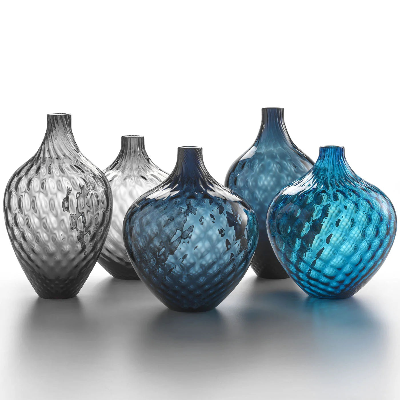 NasonMoretti Samarcanda Murano Glass Vase | A voluptuous balloon-textured vase crafted in Murano glass, designed by NasonMoretti | Featuring a bold silhouette and organic surface, this decorative piece merges traditional craftsmanship with modern flair | Available in a curated palette of rich hues including ruby red, avio blue, pine green, violet, and more | Offered in two sizes: medium and large | A striking sculptural accent for refined interiors | Design by NasonMoretti | Tableware & decorative objects |