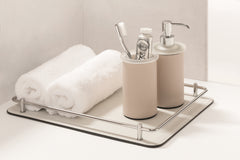 Santorini Leather-Covered Frosted Glass Toothbrush Holder