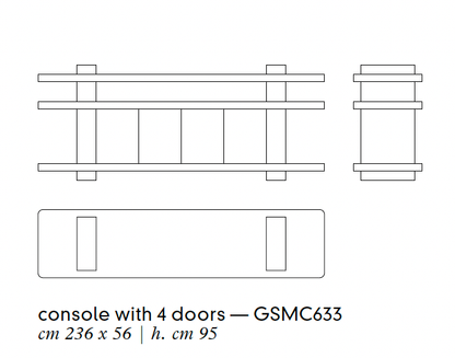 x Glenn Sestig Elliot Leather-covered Wood Console with Marble Legs and 4 Doors