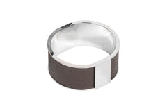 Lux Leather-Covered Brass Napkin Ring with Palladium Finish