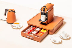 Saint-Germain Leather-Covered Wood Coffee and Tea Drawer Organizer