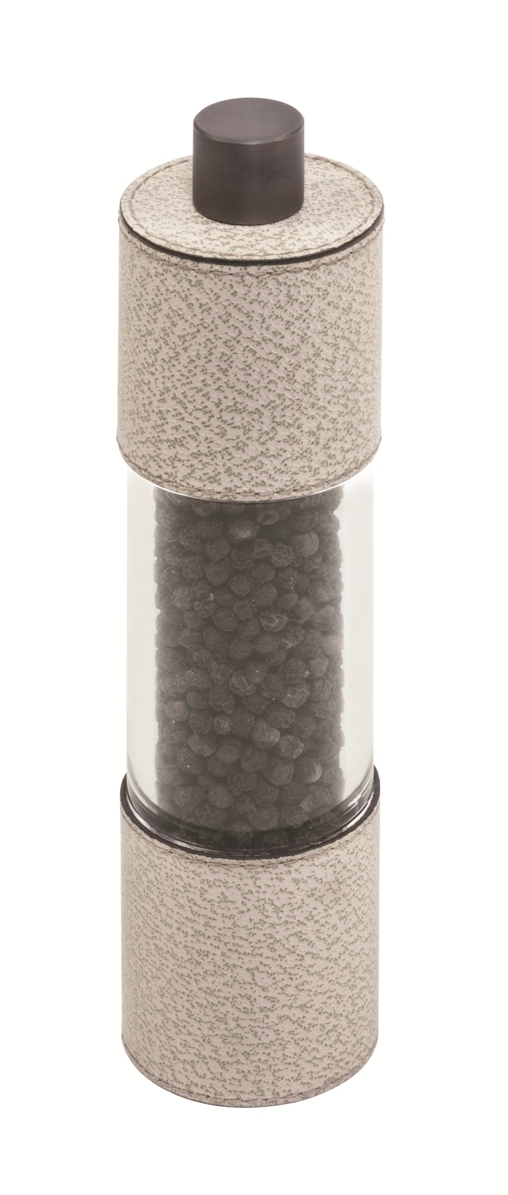 Giobagnara Otello Manual Tall Pepper Mill | Leather-covered stainless steel structure with a metal knob and durable carbon steel grinder, offering continuous adjustment from fine to coarse for refined pepper seasoning | Serveware & Accessories / Kitchen Tools | 2Jour Concierge, your luxury lifestyle shop