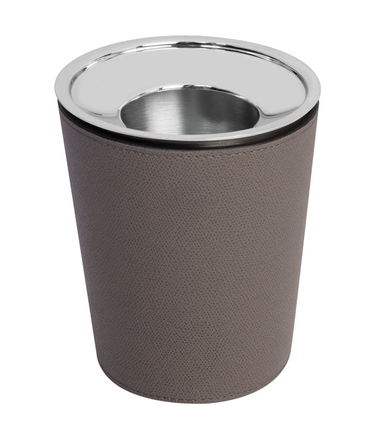 Calypso Leather-Covered Stainless-Steel Table Waste Bin