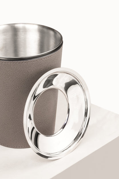 Calypso Leather-Covered Stainless-Steel Table Waste Bin