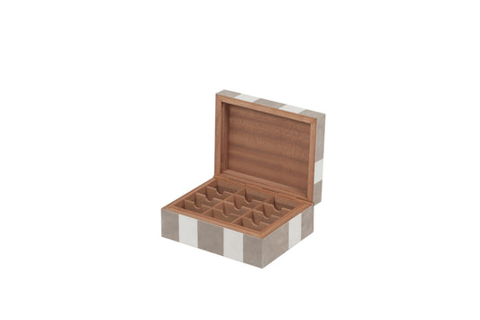 Giobagnara x Stéphane Parmentier Flow Suede-Covered Wood Tea Box | Luxurious Collaboration with Elegant Suede Covering | Perfect for Storing and Displaying Tea | Explore a Range of Luxury Tea Accessories at 2Jour Concierge, #1 luxury high-end gift & lifestyle shop