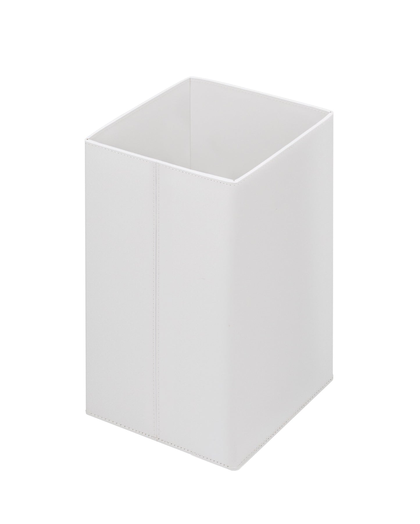 Rudi Bino | Bin: Regenerated leather with smooth matte finish, available in round or square form and optional lid, ideal for refined office and guestroom settings | Office + Tech / Bins | 2Jour Concierge, your luxury lifestyle shop