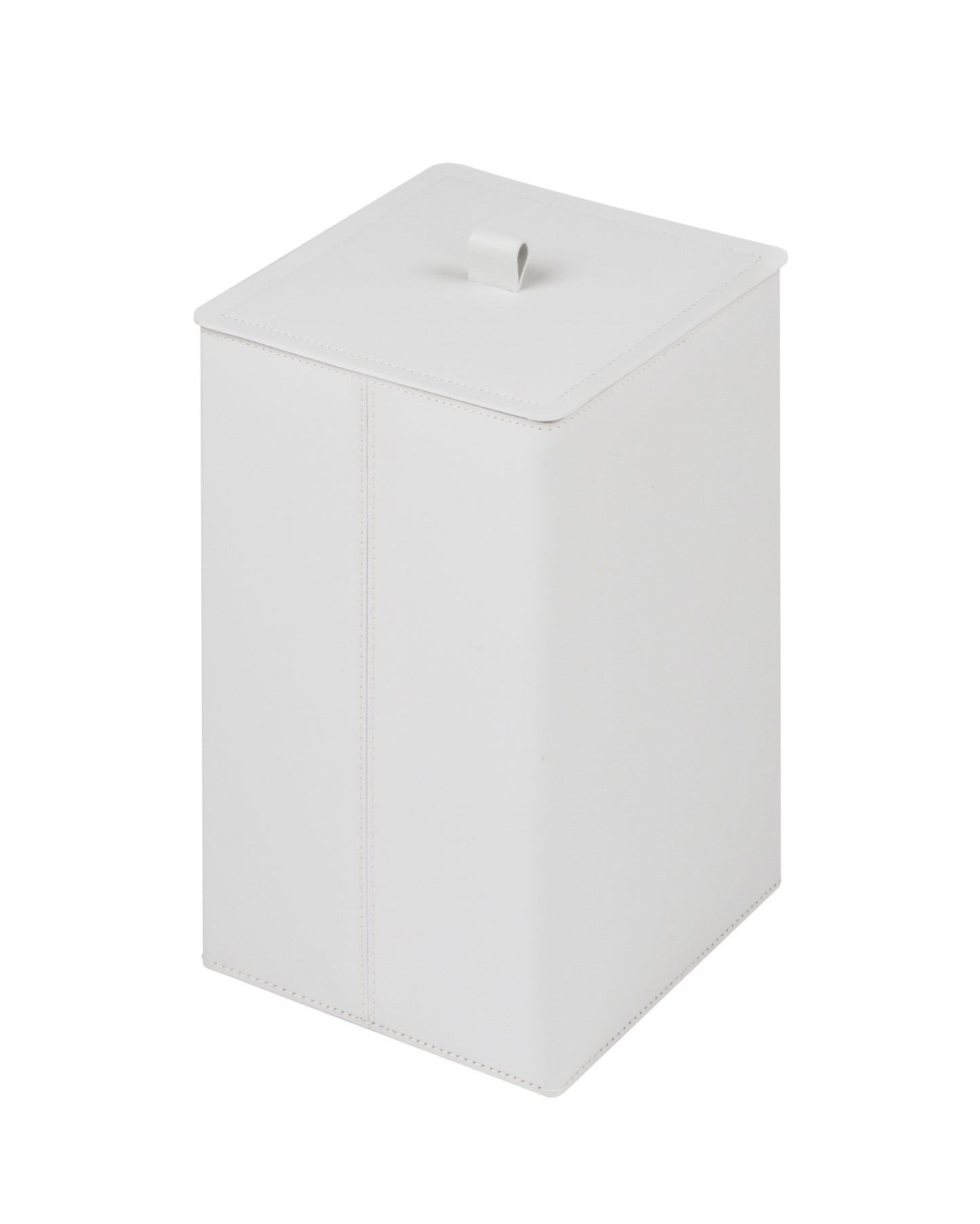 Rudi Bino | Bin: Regenerated leather with smooth matte finish, available in round or square form and optional lid, ideal for refined office and guestroom settings | Office + Tech / Bins | 2Jour Concierge, your luxury lifestyle shop