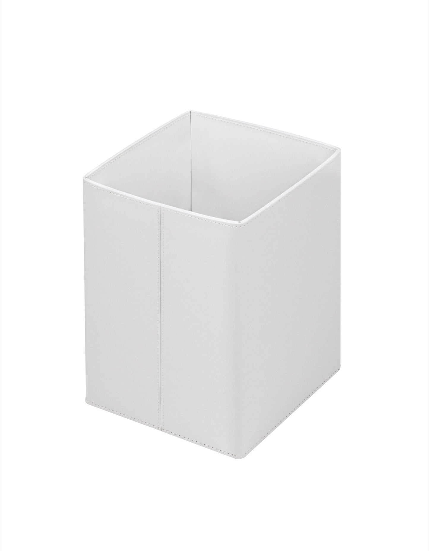 Rudi Bino | Bin: Regenerated leather with smooth matte finish, available in round or square form and optional lid, ideal for refined office and guestroom settings | Office + Tech / Bins | 2Jour Concierge, your luxury lifestyle shop