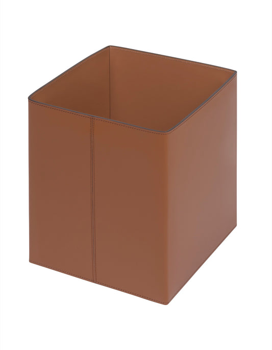 Rudi Bino | Bin: Regenerated leather with smooth matte finish, available in round or square form and optional lid, ideal for refined office and guestroom settings | Office + Tech / Bins | 2Jour Concierge, your luxury lifestyle shop