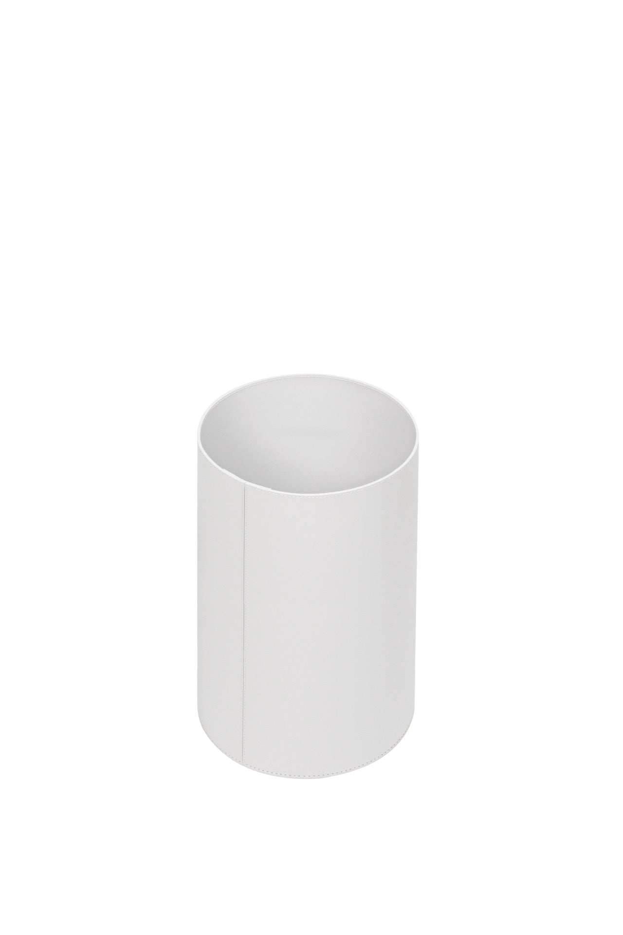 Rudi Bino | Bin: Regenerated leather with smooth matte finish, available in round or square form and optional lid, ideal for refined office and guestroom settings | Office + Tech / Bins | 2Jour Concierge, your luxury lifestyle shop