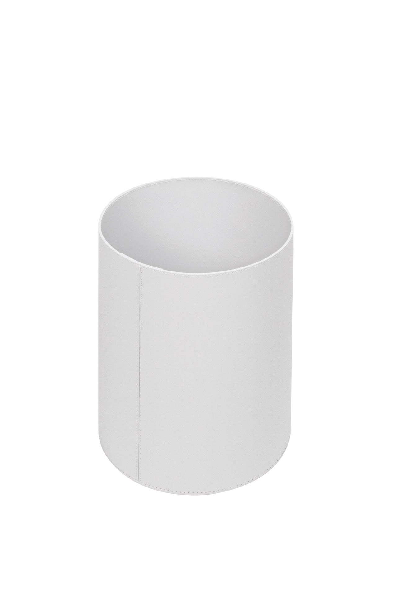 Rudi Bino | Bin: Regenerated leather with smooth matte finish, available in round or square form and optional lid, ideal for refined office and guestroom settings | Office + Tech / Bins | 2Jour Concierge, your luxury lifestyle shop