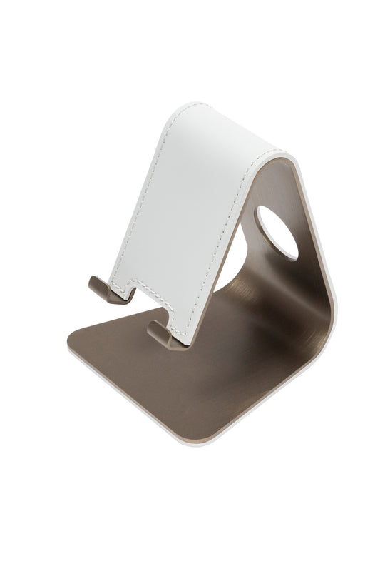 Rudi Tour | Mobile Stand: Regenerated leather with aluminum base and smooth, matte finish, designed by Adam D. Tihany for holding smartphones or small devices | Serveware & Hospitality / Small Accessories | 2Jour Concierge, your luxury lifestyle shop
