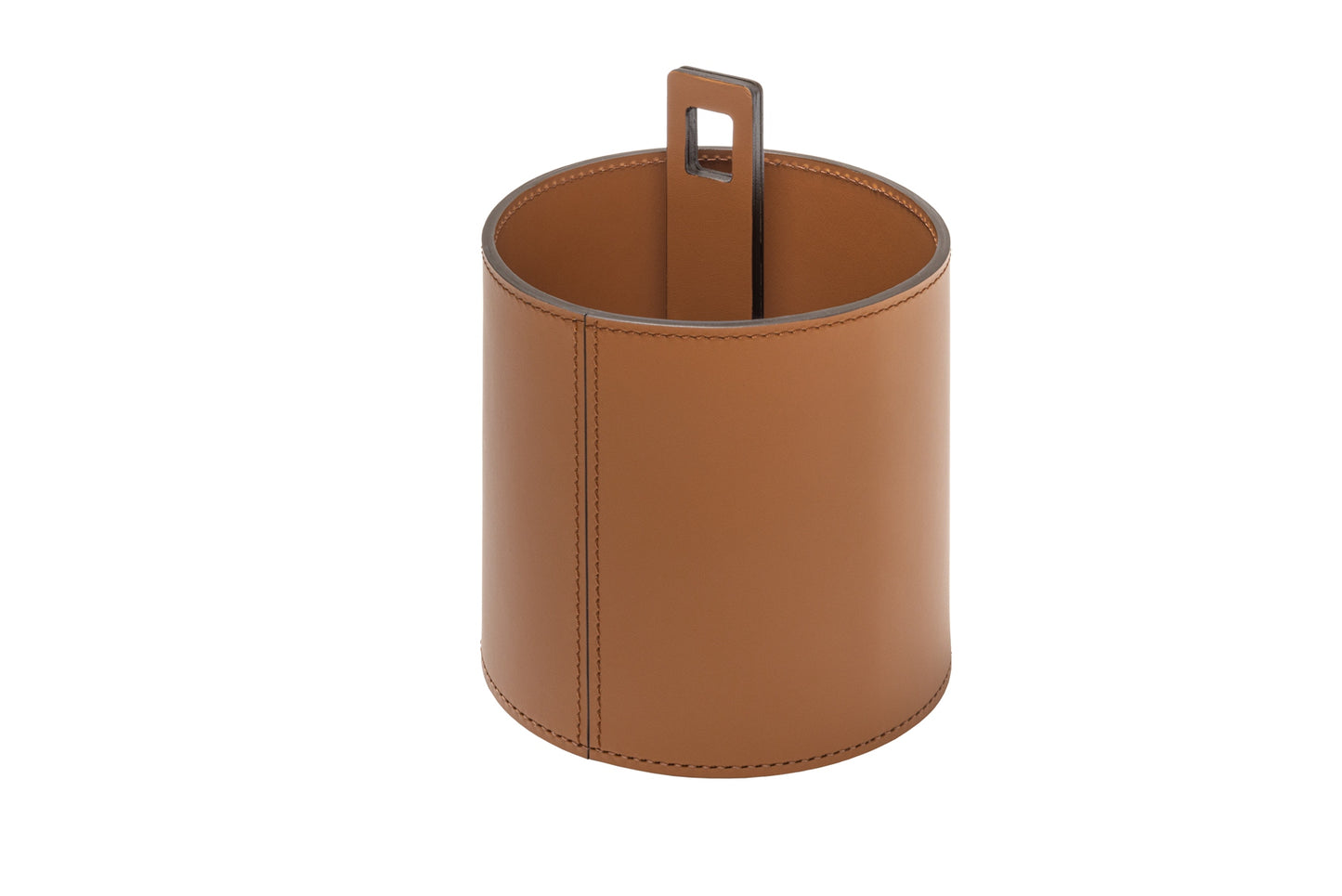Nautilus Valet Tray: Regenerated Leather, Periscope-Like Handle, Round