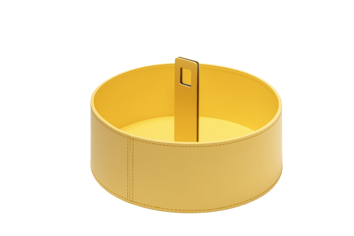 Nautilus Valet Tray: Regenerated Leather, Periscope-Like Handle, Round