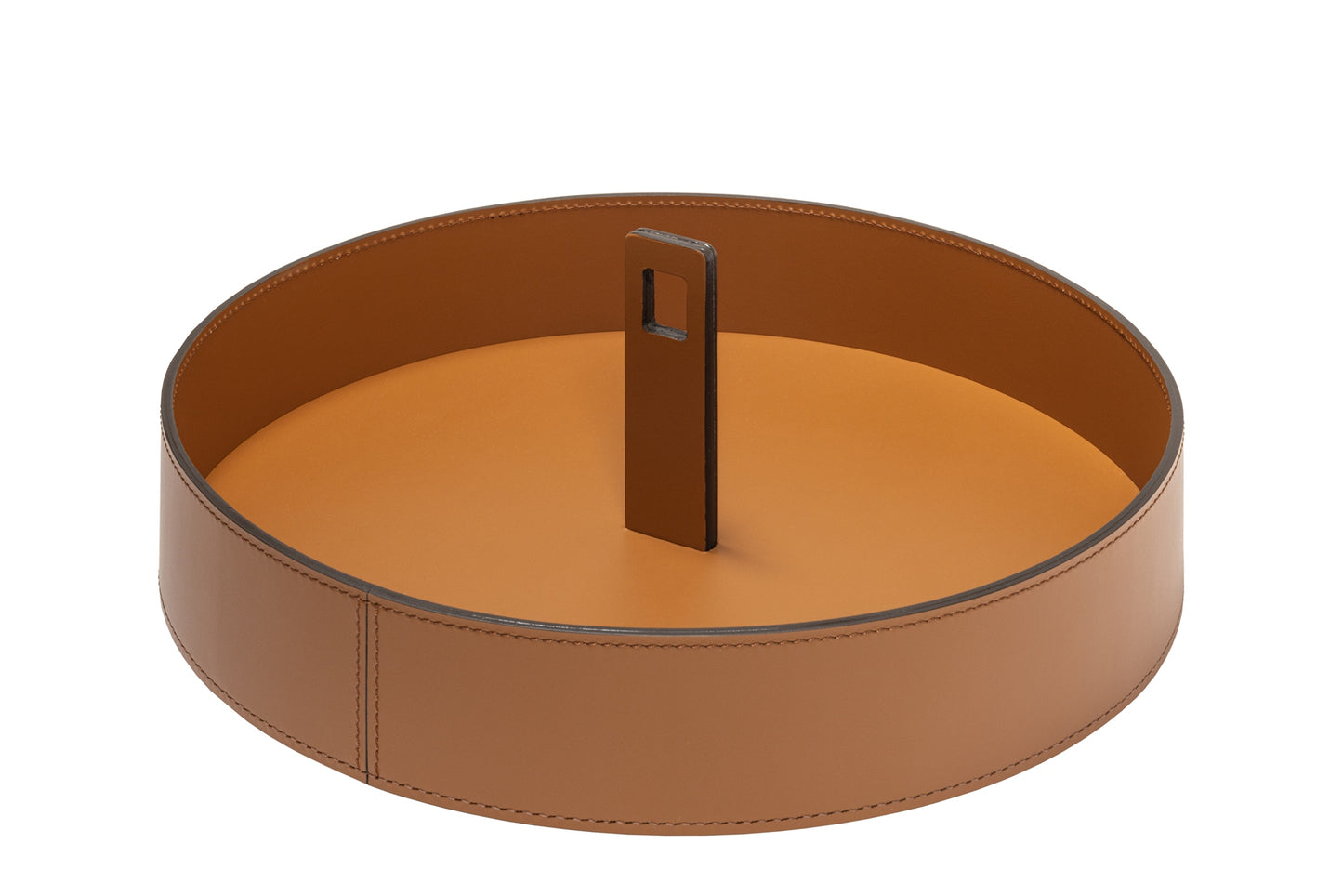 Nautilus Valet Tray: Regenerated Leather, Periscope-Like Handle, Round