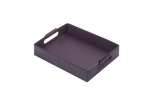 Rudi Ginepro | Tray: Regenerated leather with cutout side handles and smooth, matte finish, available in rectangular, square, and round forms, designed for versatile serving and presentation | Serveware & Hospitality / Trays | 2Jour Concierge, your luxury lifestyle shop
