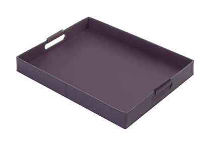 Rudi Ginepro | Tray: Regenerated leather with cutout side handles and smooth, matte finish, available in rectangular, square, and round forms, designed for versatile serving and presentation | Serveware & Hospitality / Trays | 2Jour Concierge, your luxury lifestyle shop