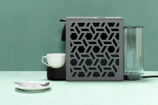 Rudi Essenza | Coffee Machine: Nespresso® system with regenerated leather cover and smooth matte finish, ideal for refined hospitality and in-room service | Serveware + Hospitality / Coffee Machines + Kettles | 2Jour Concierge, your luxury lifestyle shop