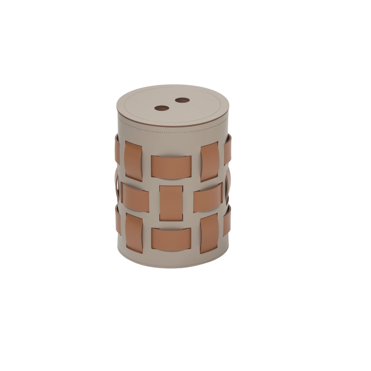 Lisbona Storage Basket: Regenerated Leather with Bands (Monochrome, Bicolor, Tricolor)