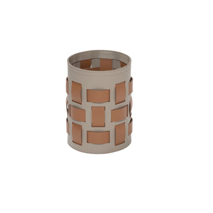 Lisbona Storage Basket: Regenerated Leather with Bands (Monochrome, Bicolor, Tricolor)