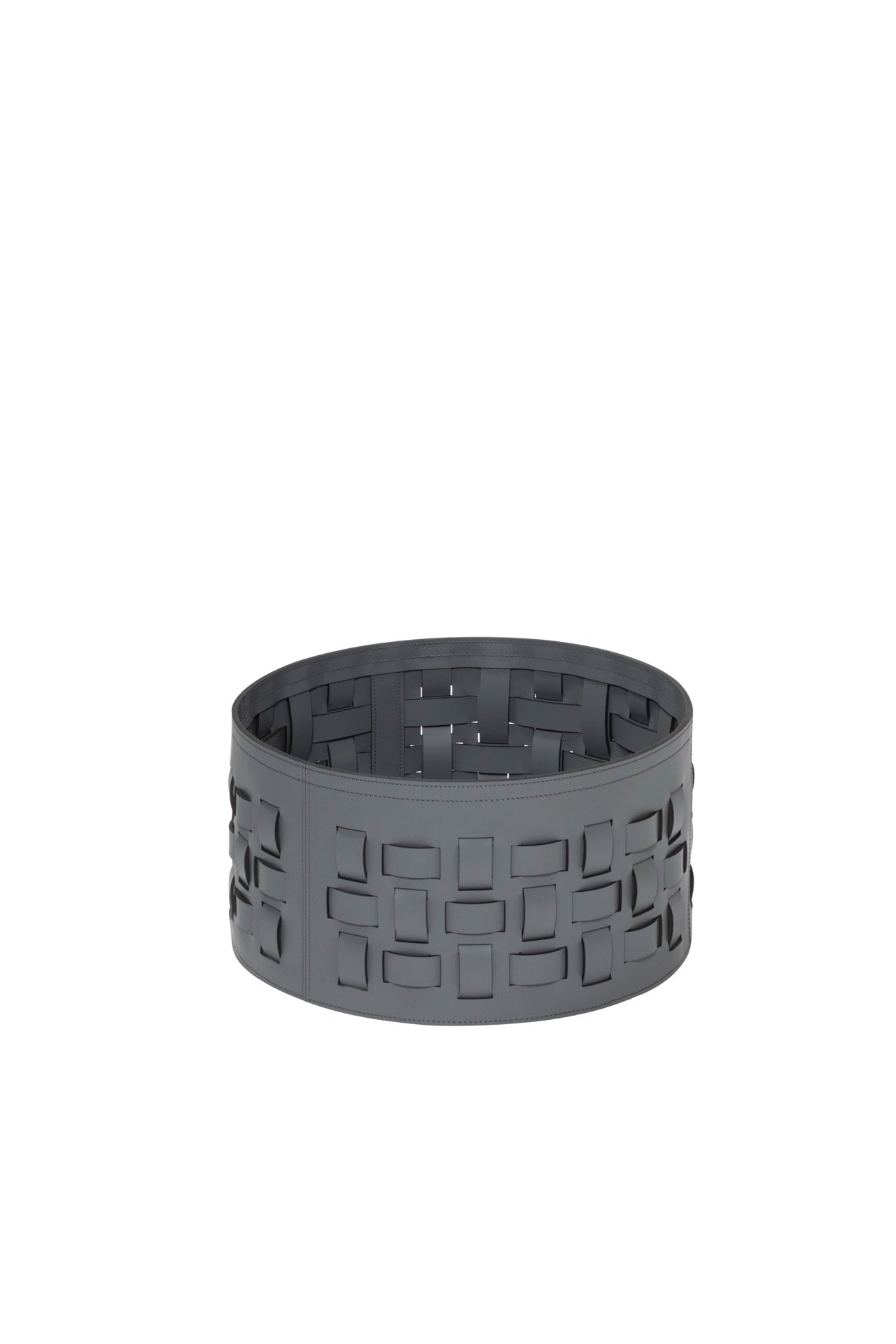 Lisbona Storage Basket: Regenerated Leather with Bands (Monochrome, Bicolor, Tricolor)